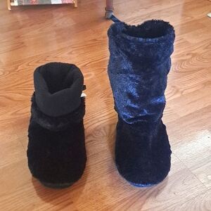 Ladies Fuzzy Slipper Booties
